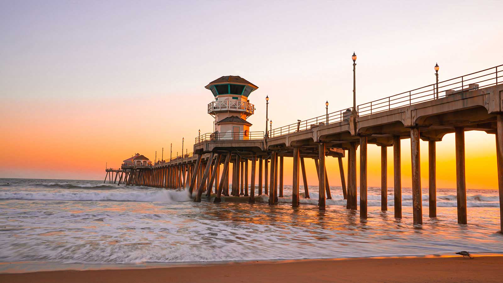 Sunset at Huntington beach, CA